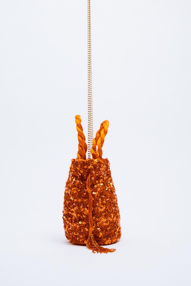 Zara factory Sequin Boho Bucket Bag